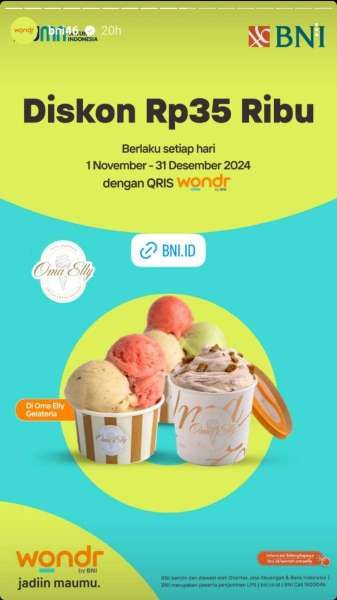 Promo Wondr by BNI di Oma Elly Gelateria 1 November-31 Desember 2024