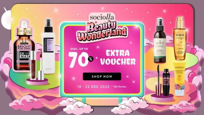Hari Terakhir Promo Sociolla Beauty Wonderland, Skincare Diskon hingga 70%