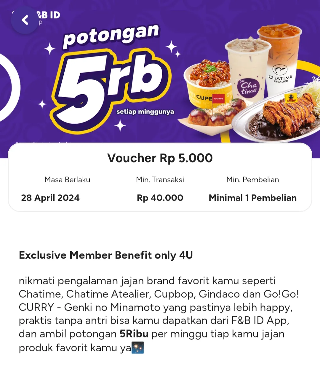 Chatime voucher potongan Rp 5.000