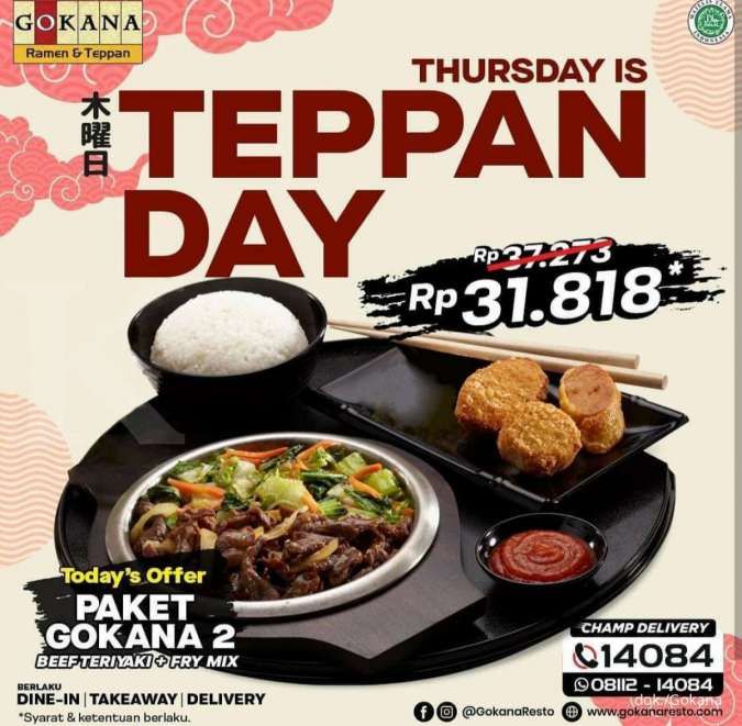 Promo Gokana Thursday is Teppan Day 