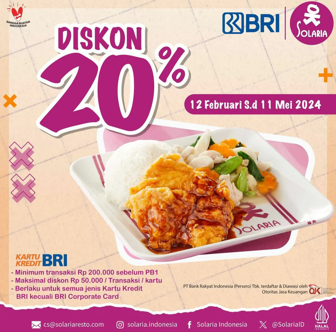 Solaria x Bank BRI diskon 20%