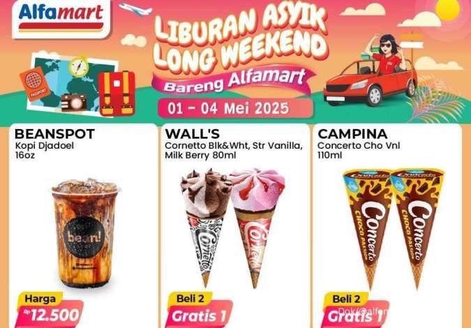 Promo Alfamart 1-4 Mei 2025 Spesial Long Weekend, Es Krim Cornetto Beli 2 Gratis 1