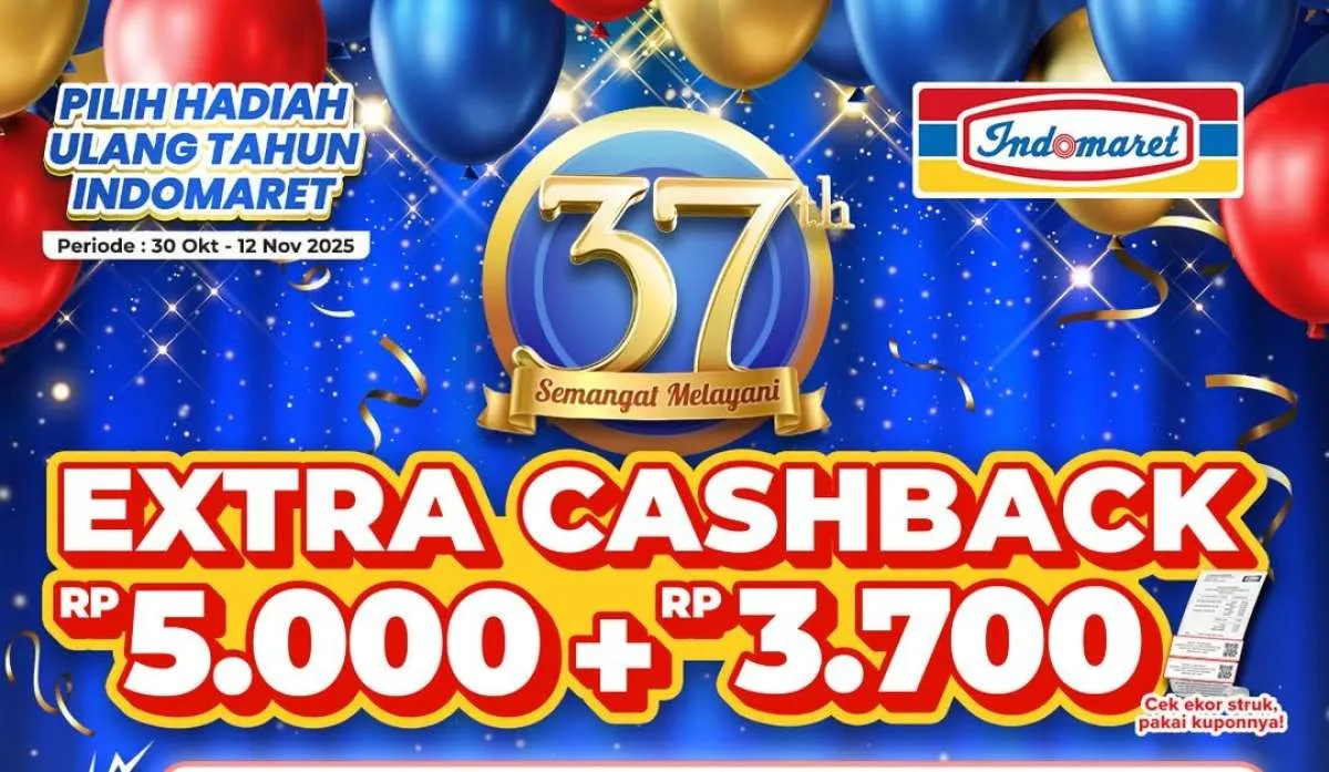 Promo HUT Indomaret November 2025, Ekstra Cashback Rp 5.000 & Rp 3.700