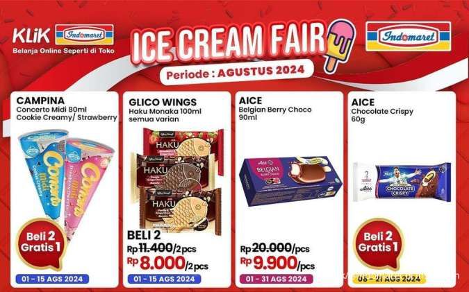  Promo Es Krim di Indomaret-Alfamart & Superindo, Campina dan Aice Beli 2 Gratis 1