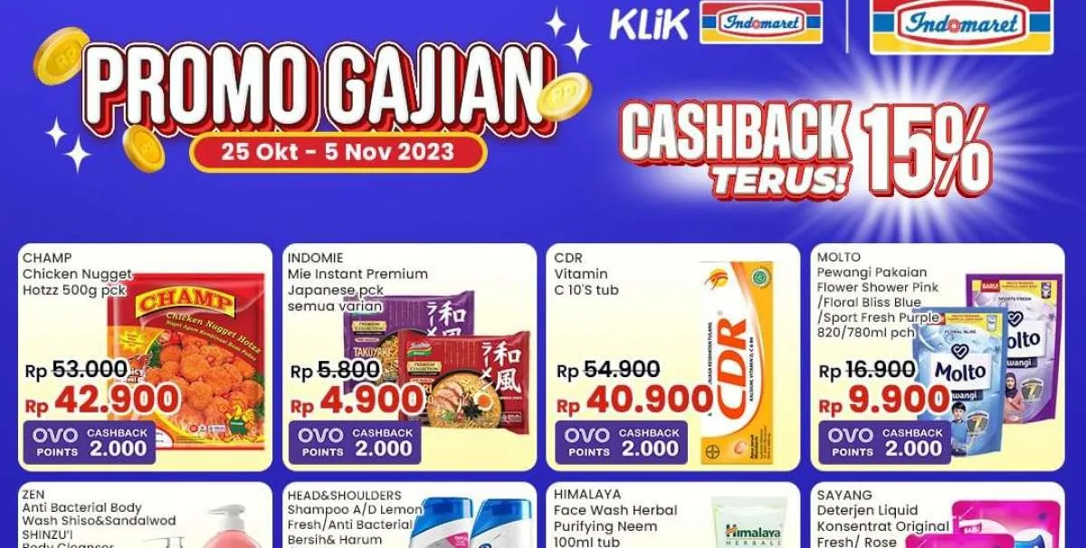 Promo Gajian Indomaret Terbaru 28 Oktober 2023, Dapatkan Cashback 15% 