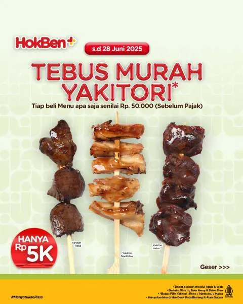 PromoHokBen Tebus Murah Yakitori Cuma 5.000