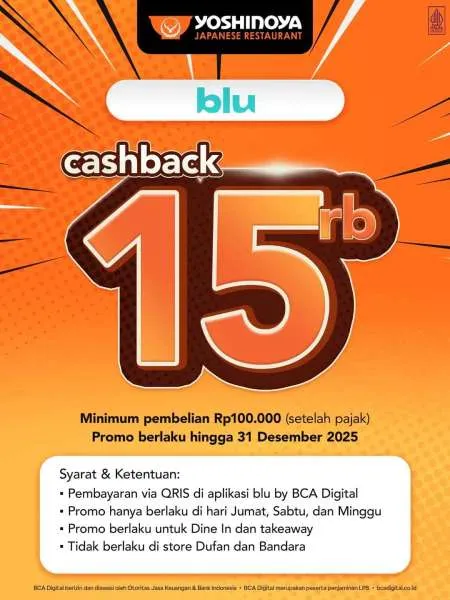 Promo Yoshinoya x Blu Cashback Rp 15.000