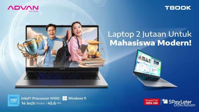 Laptop ADVAN TBOOK Terbaru Hadir, Dibanderol Rp 2,8 Jutaan