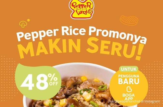 Promo Pepper Lunch di Boga App, Diskon 48% Bagi Pengguna Baru