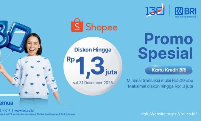 Belanja Makin Hemat Pakai Promo Shopee x BRI Diskon hingga 1,3 Juta Selama Desember