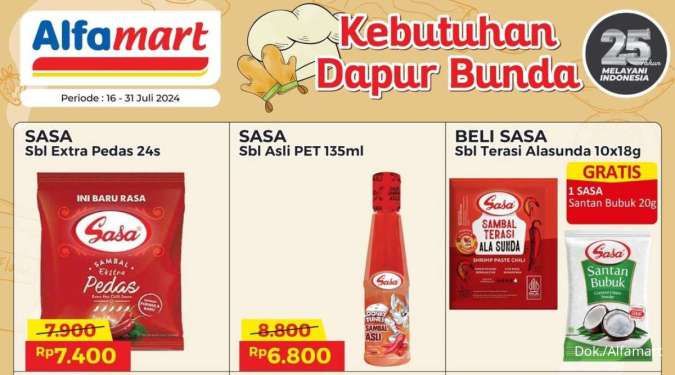 Promo Alfamart Kebutuhan Dapur sampai 31 Juli 2024, Produk Sasa Beli 1 Gratis 1