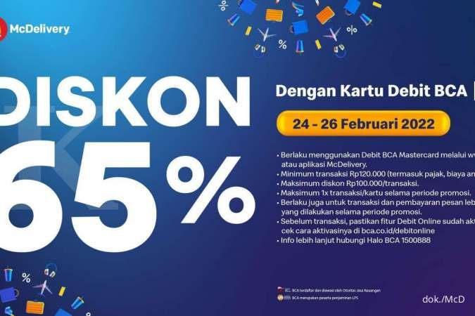 Promo McD HUT BCA 24-26 Februari 2022, Diskon 65% via Kartu Debit BCA Mastercard