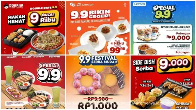 5 Daftar Promo Kuliner Spesial 9.9 Dimulai 8 September 2025, Bakmi GM hingga Gokana