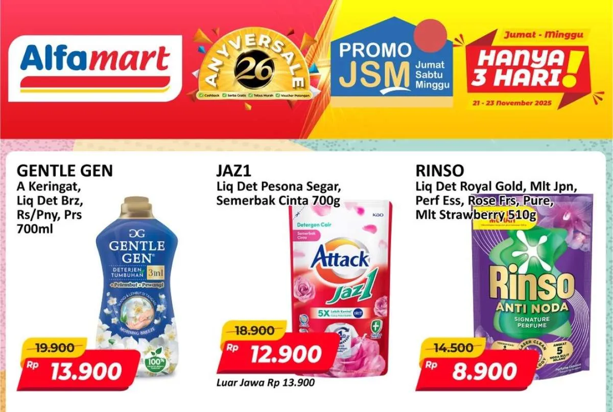 Promo JSM Alfamart 21-23 November 2025, Dapatkan Deterjen Mulai Rp 8.900