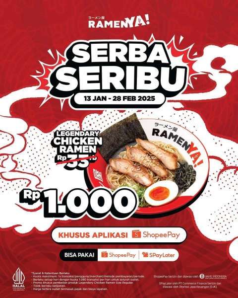 Promo ShopeePay Serba Rp 1.000 di Ramen Ya