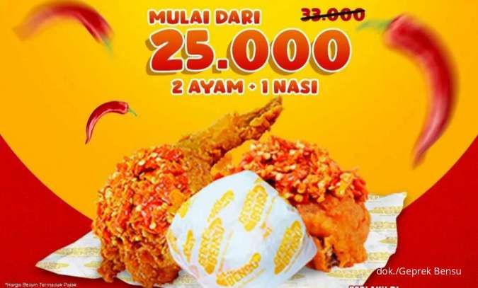 Promo Geprek Bensu (23/2), Tiap Rabu Ada Promo Rawit 2 Ayam 1 Nasi Mulai Rp 25.000