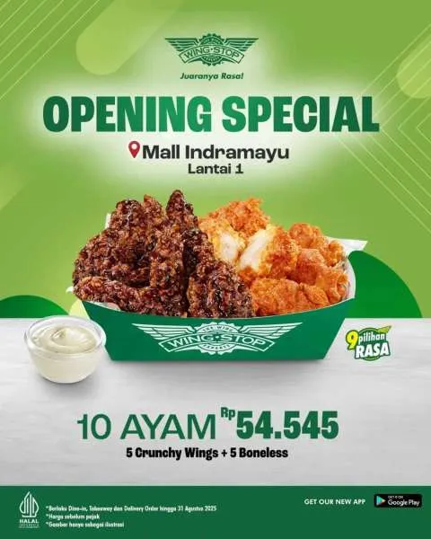 Promo Wingstop Grand Opening Mall Indramayu Makan Gratis Setahun 5 Orang