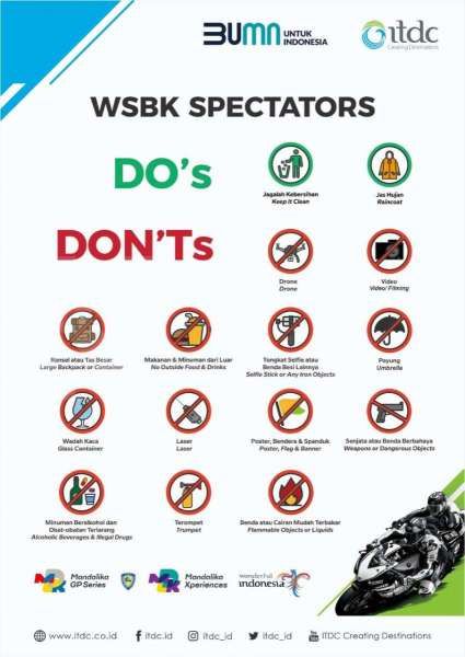 Guna Memberikan Kenyamanan Saat Menonton, ITDC-MGPA Tetapkan Regulasi bagi Penonton WSBK