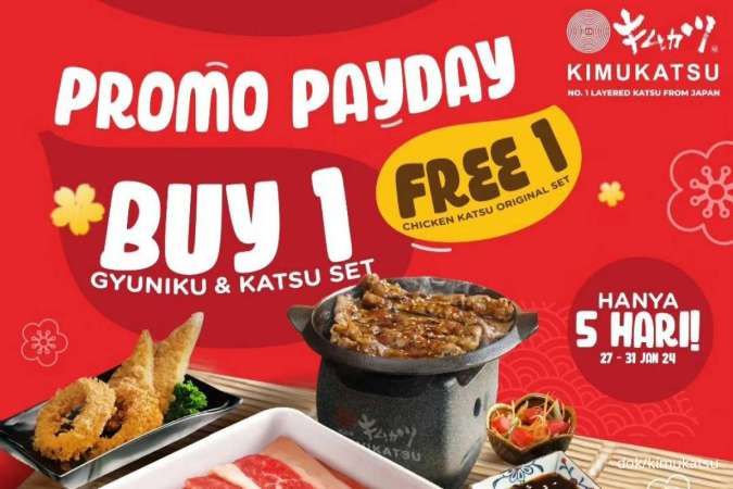 Promo Payday Kimukatsu Buy 1 Get 1 Free Gyuniku Katsu Set dan Chicken Katsu Set