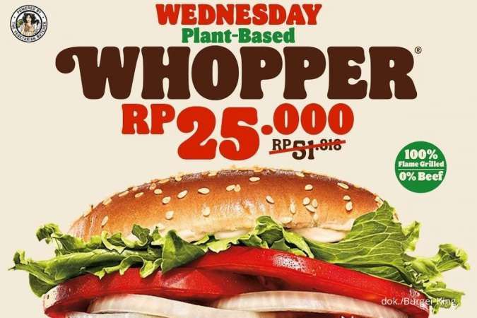 Promo Terbaru Burger King Setiap Rabu, Ada Diskon Plant-Based Whopper Jadi Rp 25.000