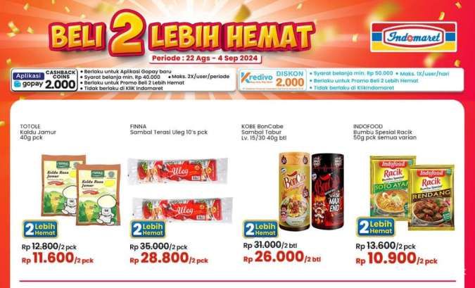 Promo Indomaret Beli 2 Lebih Hemat 22 Agustus-4 September 2024, Ada Beragam Produk!