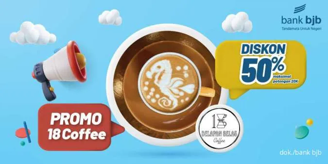 Promo Kopi diskon di 18 Coffee bersama Bank BJB