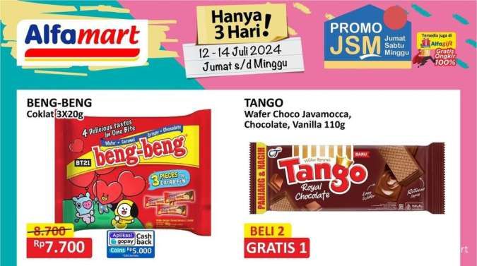 Promo JSM Alfamart Periode 12-14 Juli 2024, Es Krim-Wafer Tango Beli 2 Gratis 1