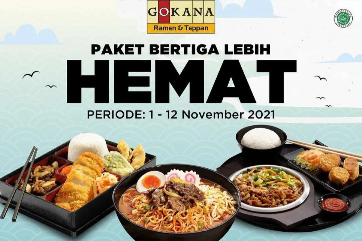 Promo Gokana 1-12 November 2021, paket hemat 3 porsi diskon jadi Rp 78.000 nett