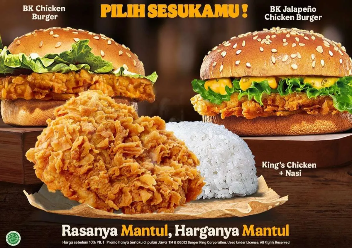 Promo 9.9 Burger King s.d 11 Sept 2022, BK Chicken-Whopper Jr Serba Diskon