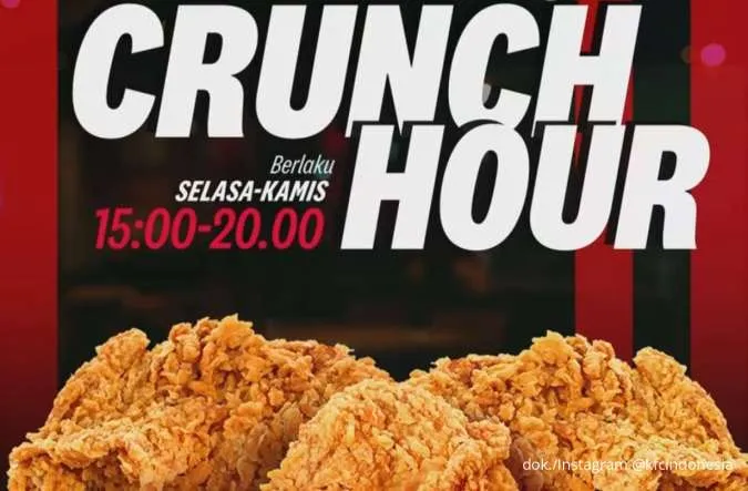 Nikmati Paket 5 Ayam Pakai Promo KFC Crunch Hour Rp 60K Saja, Cuma Selasa-Kamis