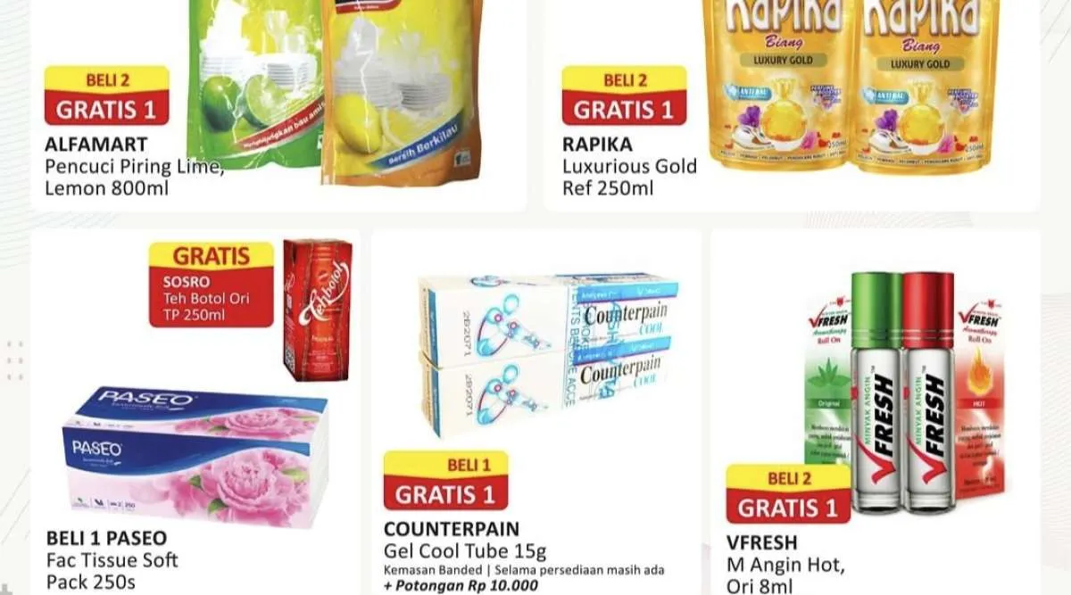 Promo Alfamart Serba Gratis 1-15 April 2023, Beli 1 Gratis 1 dan Beli 2 Gratis 1