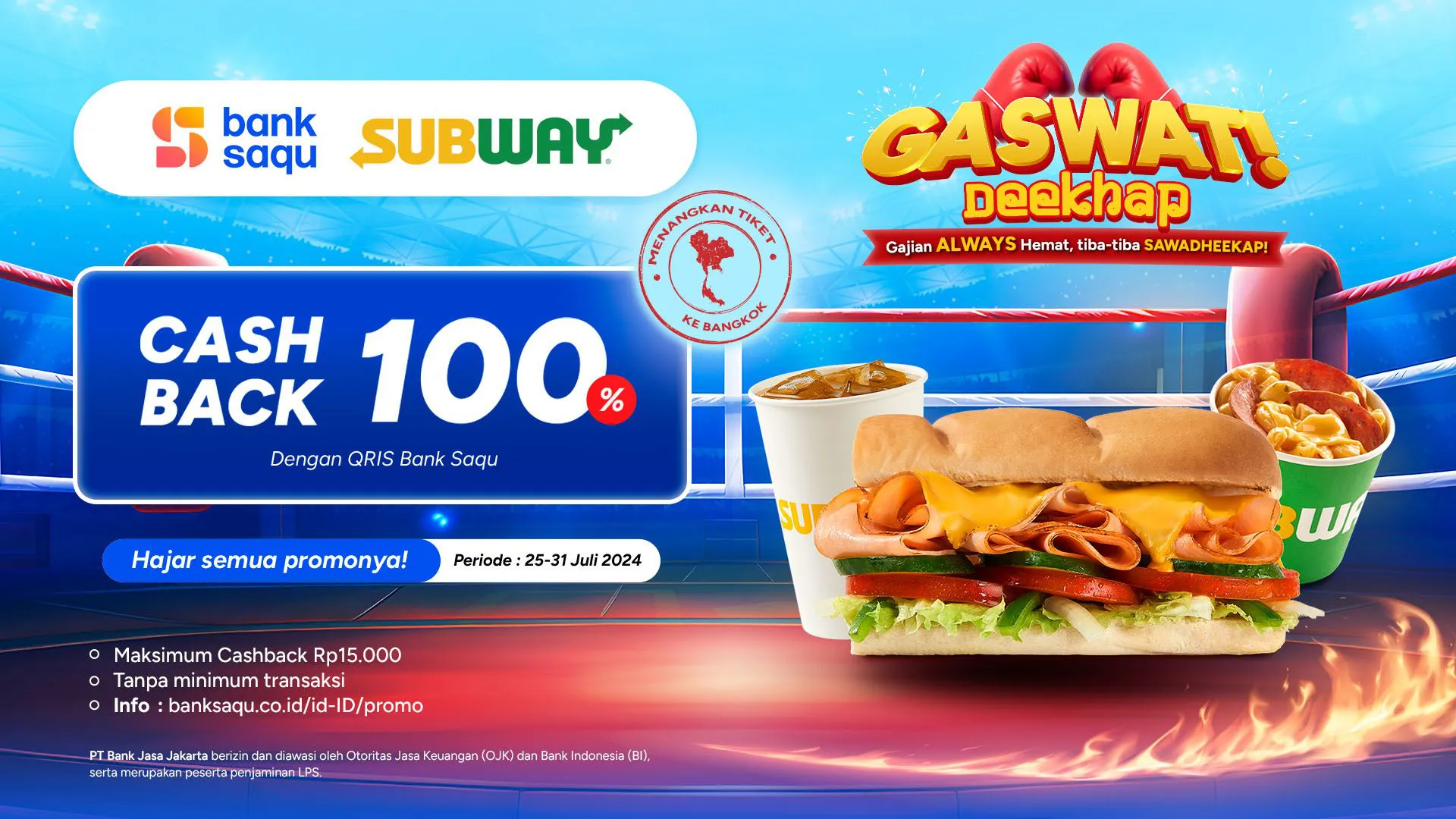 Promo Gaswat Cashback 100% di Subway