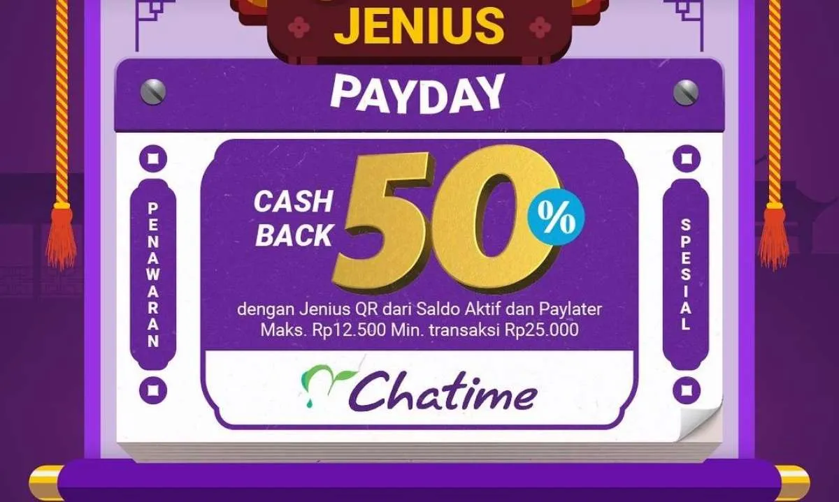 Promo Chatime Payday September dengan Jenius dan BCA, Cashback 50% dan Harga Spesial