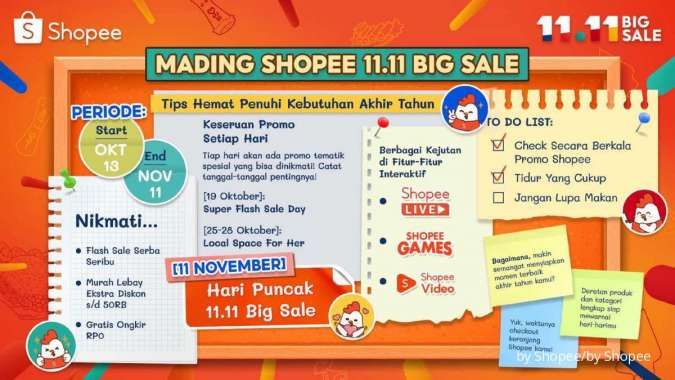 Cari Produk Diskon, Simak Festival Belanja 11.11 Shopee