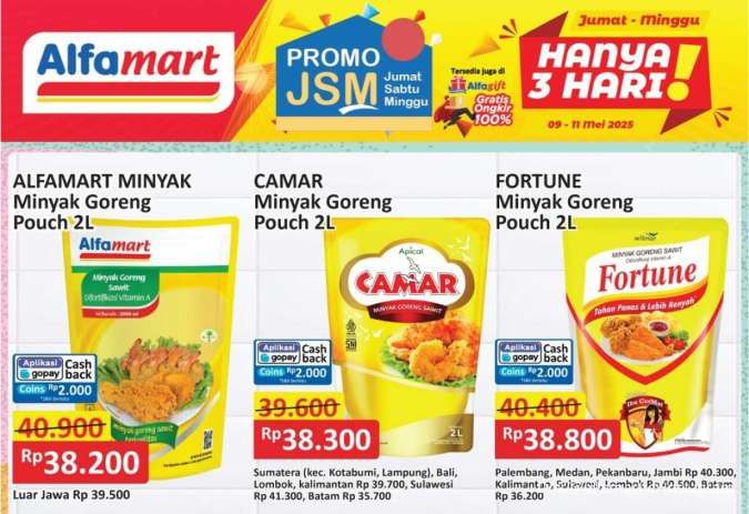 Promo Minyak Goreng Weekend 9-11 Mei 2025 di JSM Alfamart, Superindo dan Indomaret