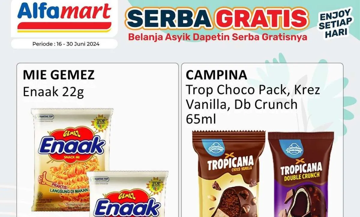Promo Alfamart Serba Gratis 16-30 Juni 2024, Es Krim Campina Beli 2 Gratis 1
