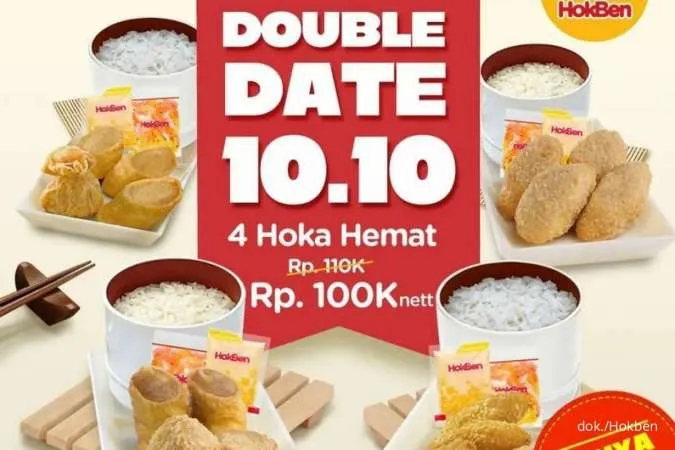 Promo 10.10 Hokben Double Date 10-12 Okt 2022, Diskon 4 Hoka Hemat Jadi Rp 100.000