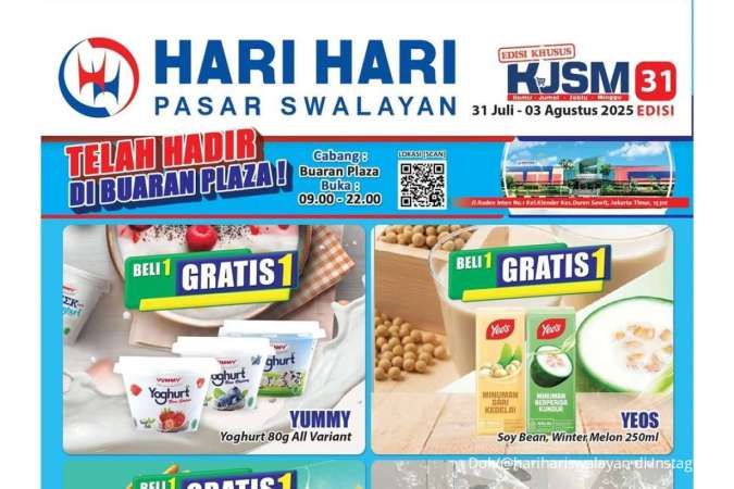 Promo KJSM Hari Hari Swalayan 31 Juli-3 Agustus 2025, Ada Beli 1 Gratis 1