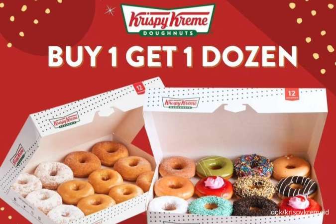 Promo Krispy Kreme 10-12 Januari 2024, Beli 1 Gratis 1 Lusin Donat Total Rp 108.000