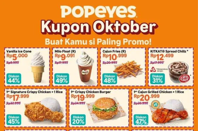 Makan Hemat dengan Promo Popeyes Kupon Oktober, Ragam Menu Diskon sampai 52%