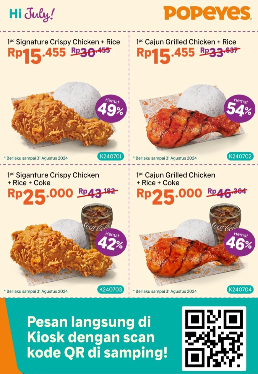 Popeyes promo Kupon Juli-Agustus 2024
