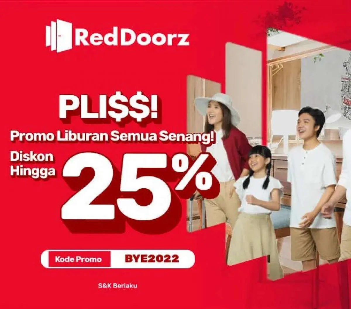 Promo RedDoorz Liburan Akhir Tahun, Nikmati Diskon Hotel hingga 25% Pakai Kode Ini
