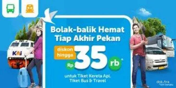 Promo Traveloka Tiket Kereta Api, Bus & Travel Akhir Pekan, Diskon hingga Rp 35.000