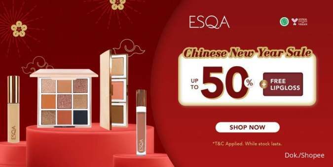 Promo Makeup ESQA Spesial Imlek, Diskon Hingga 50% dan Gratis Lipgloss