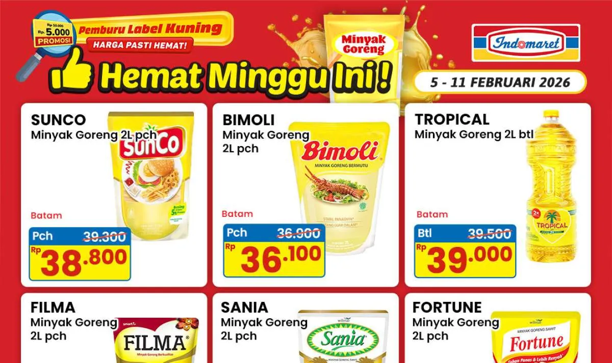 Promo Minyak Goreng di Indomaret 5-11 Februari 2026, Ada Sovia Rp 35.700