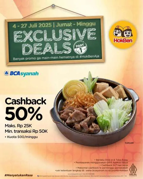 Promo HokBen dengan BCA Syariah Cashback 50%