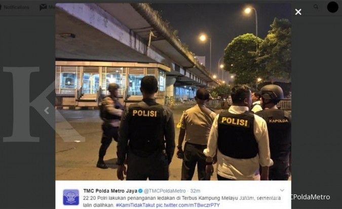 Tweet TMC Polda Metro Jaya soal bom Kampung Melayu