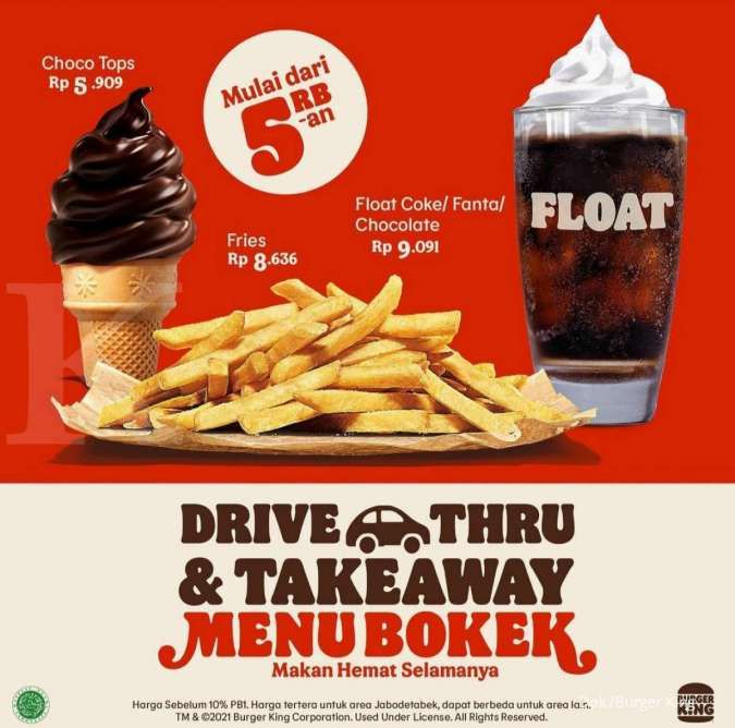 Promo Burger King Agustus 2021, Dapatkan Menu Bokek Mulai Harga Rp 5.000-an Saja