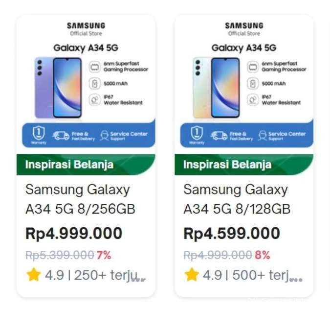 Harga Samsung Galaxy A34 5G