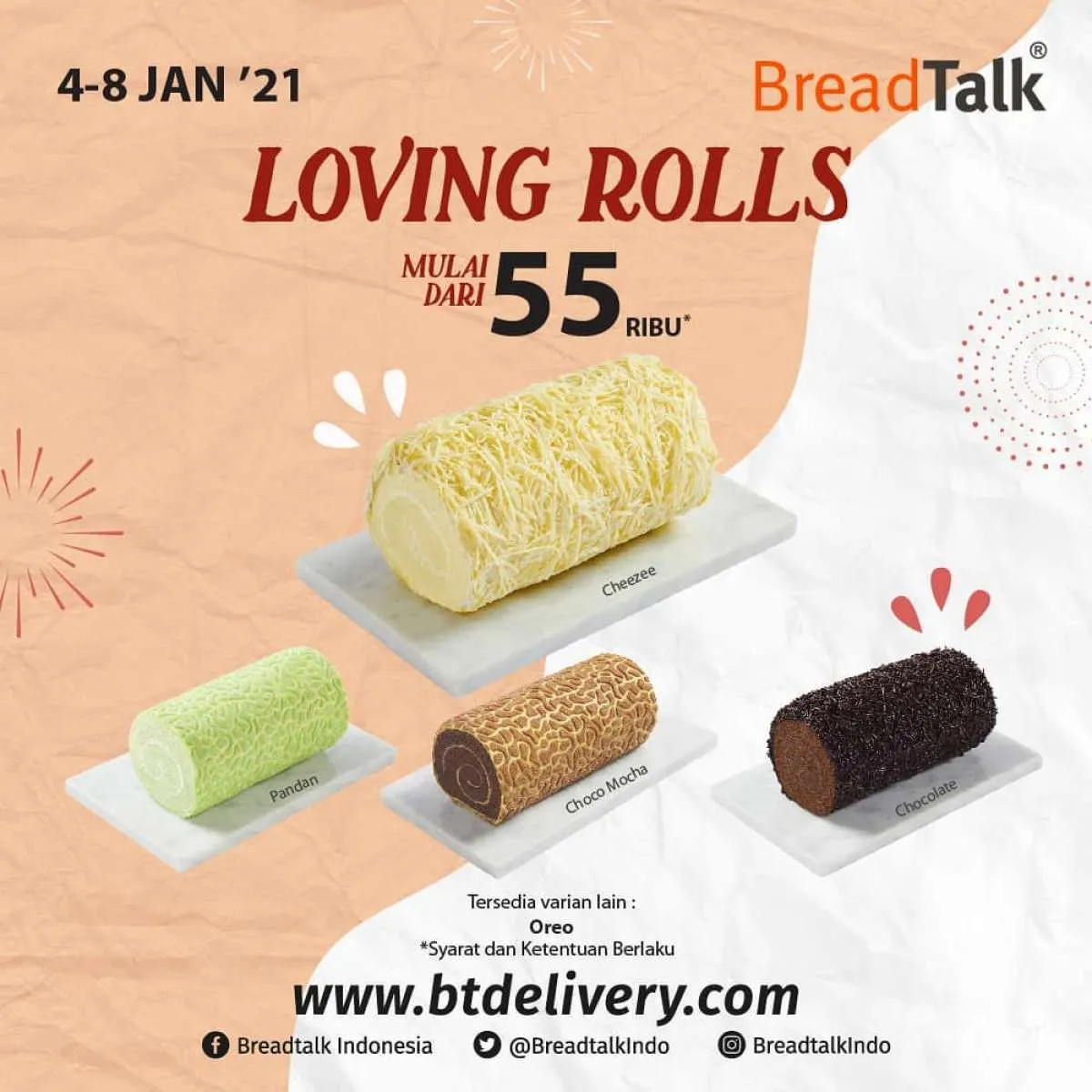 Promo BreadTalk 6 Januari 2021, aneka roll cakes mulai Rp 55.000!